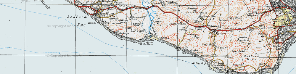 Old map of Cuckmere Haven in 1920