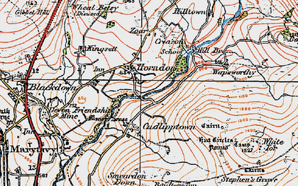 Old map of Boulters Tor in 1919