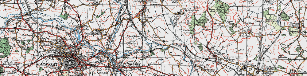 Old map of Cudworth Common in 1924