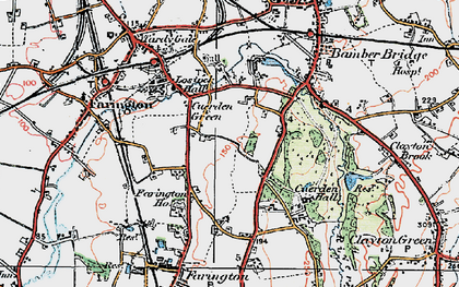 Old map of Cuerden Green in 1924