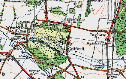 Old map of Culford in 1920