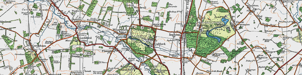 Old map of Culford in 1920