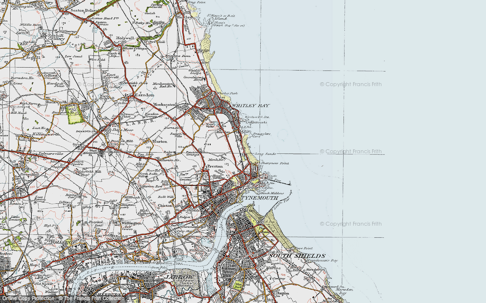 Old Map of Cullercoats, 1925 in 1925