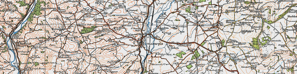 Old map of Cullompton in 1919
