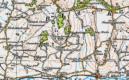 Old map of Culm Davy in 1919