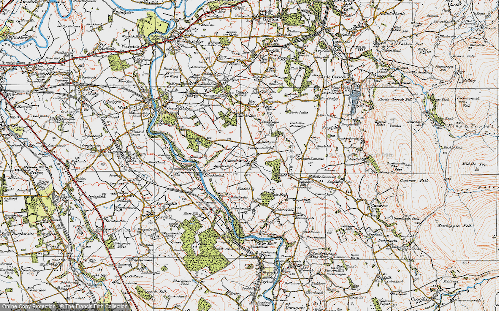 Old Map of Historic Map covering Whitehead Hill in 1925