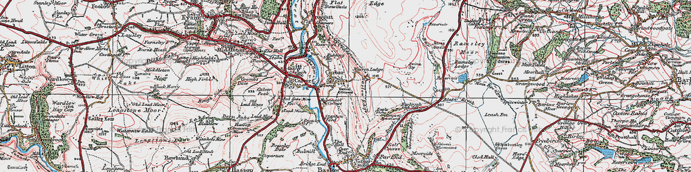 Old map of Baslow Edge in 1923