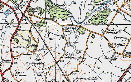 Old map of Curborough in 1921