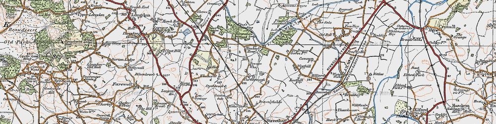 Old map of Curborough in 1921
