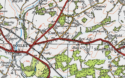 Old map of Curdridge in 1919