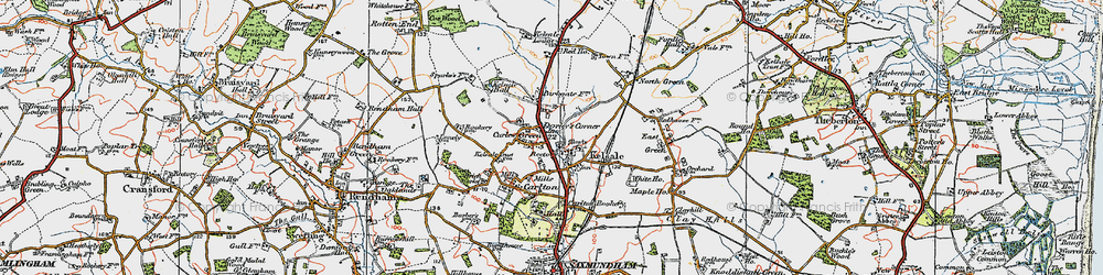 Old map of Kelsale Hall in 1921