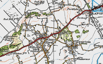 Old map of Curry Rivel in 1919