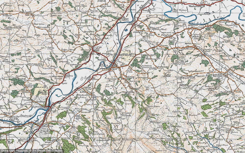 Old Map of Historic Map covering Brynmelin in 1919