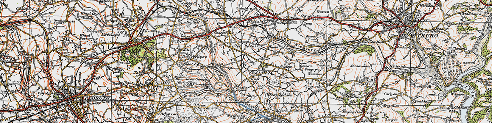 Old map of Cusveorth Coombe in 1919