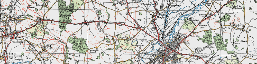 Old map of Cusworth in 1923