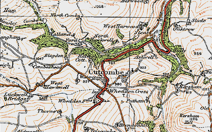 Old map of Cutcombe in 1919