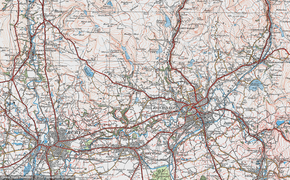 Old Map of Cutgate, 1924 in 1924