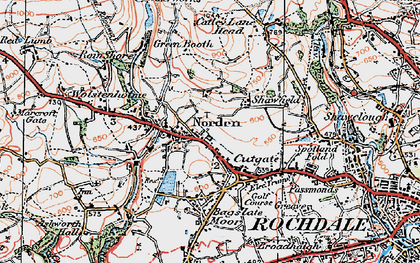 Old map of Cutgate in 1924
