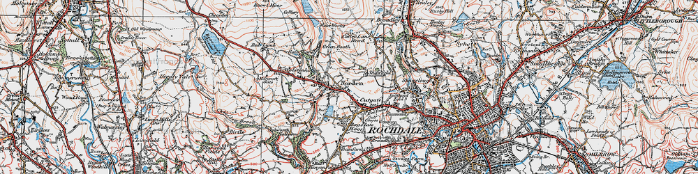 Old map of Cutgate in 1924