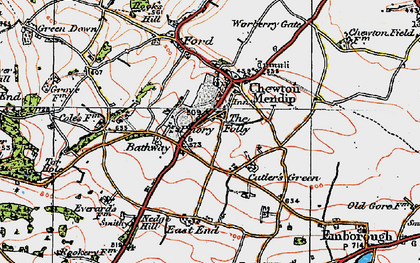 Old map of Cutler's Green in 1919