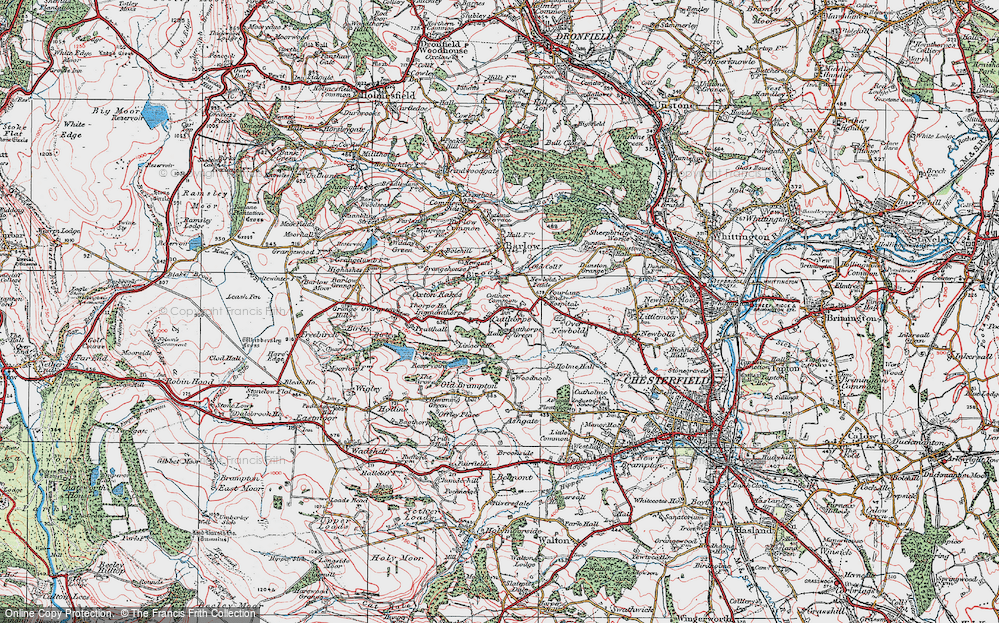 Old Map of Cutthorpe, 1923 in 1923