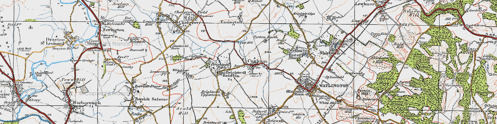 Old map of Cuxham in 1919
