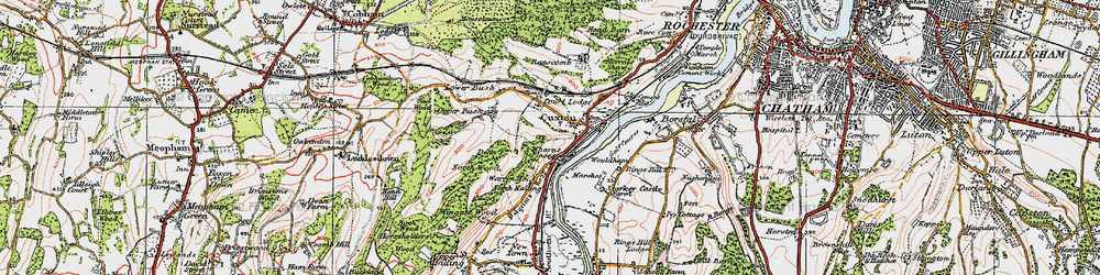 Old map of Wouldham Marshes in 1920