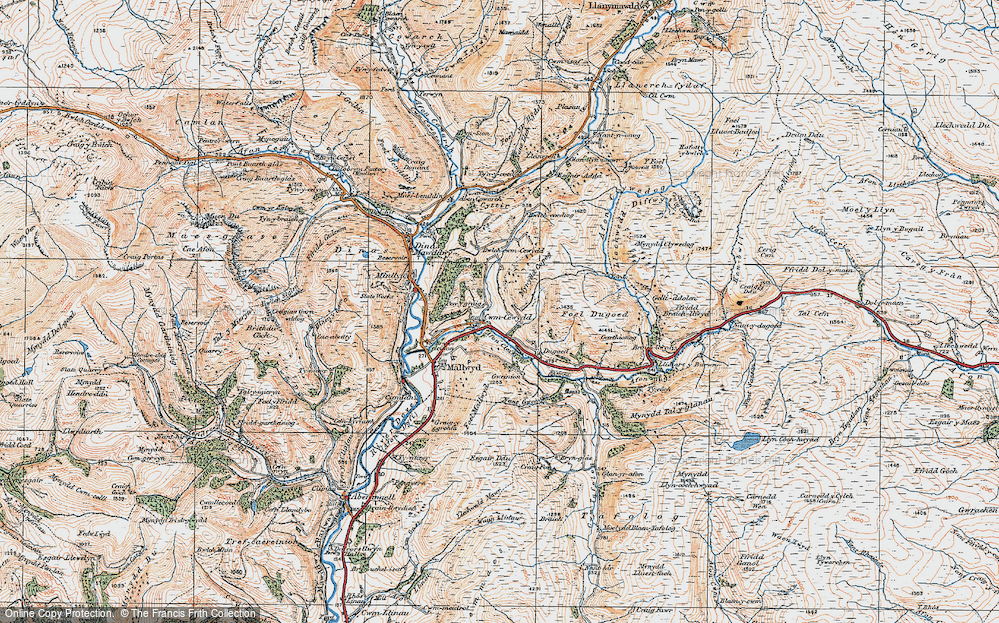 Old Map of Historic Map covering Braich-llwyd in 1921