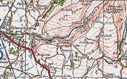 Old map of Bryn-bach-Common in 1923
