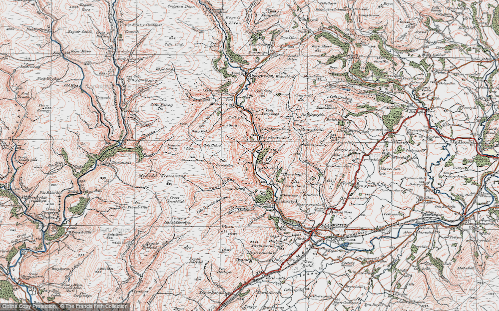 Old Map of Historic Map covering Alltwineu in 1923