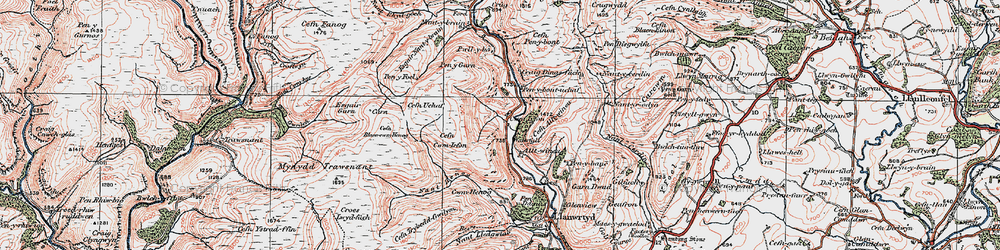 Old map of Cwm Irfon in 1923