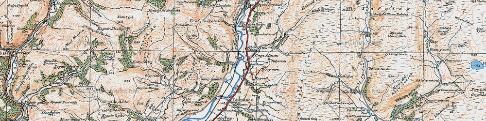 Old map of Afon Llinau in 1921