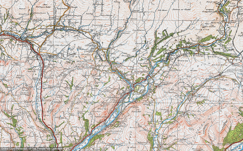 Old Map of Cwm-twrch Isaf, 1923 in 1923