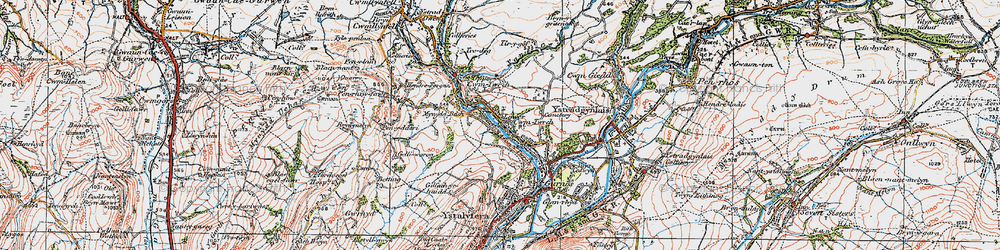 Old map of Cwm-twrch Isaf in 1923
