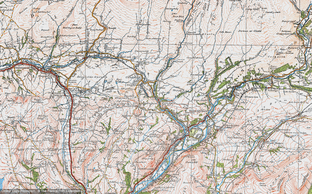 Old Map of Cwm-twrch Uchaf, 1923 in 1923