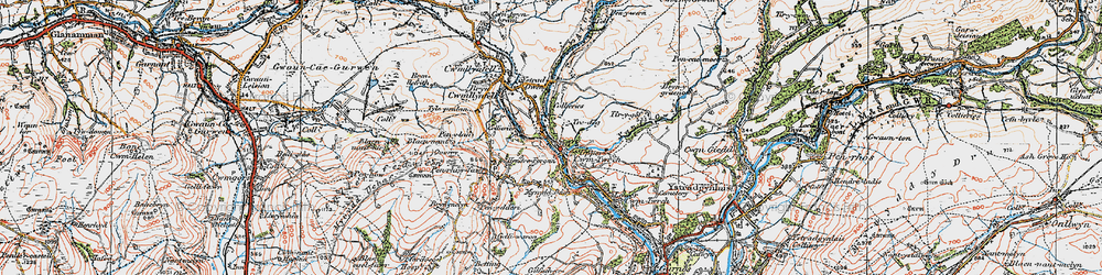 Old map of Cwm-twrch Uchaf in 1923
