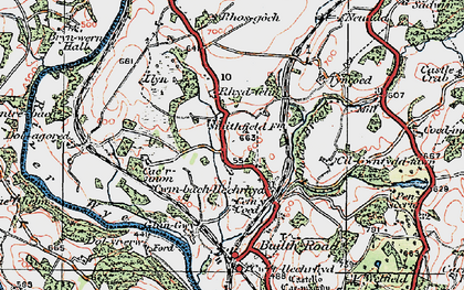 Old map of Cwmbach Llechrhyd in 1923