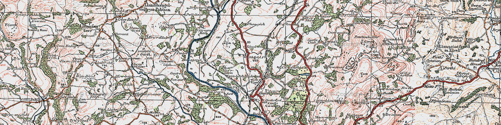Old map of Cwmbach Llechrhyd in 1923
