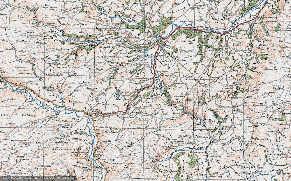 Old Map of Historic Map covering Ystradolwyn Fawr in 1922