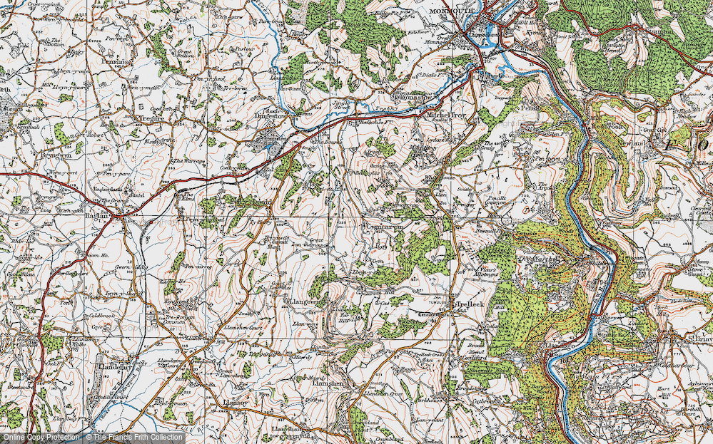 Old Map of Historic Map covering Bailey Glace in 1919