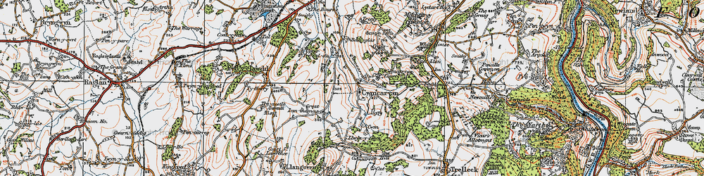 Old map of Cwmcarvan in 1919