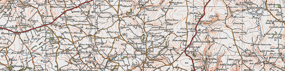 Old map of Aberbedw in 1923