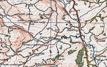 Old map of Cwmdu in 1923