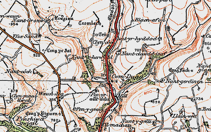 Old map of Afon Bele in 1923