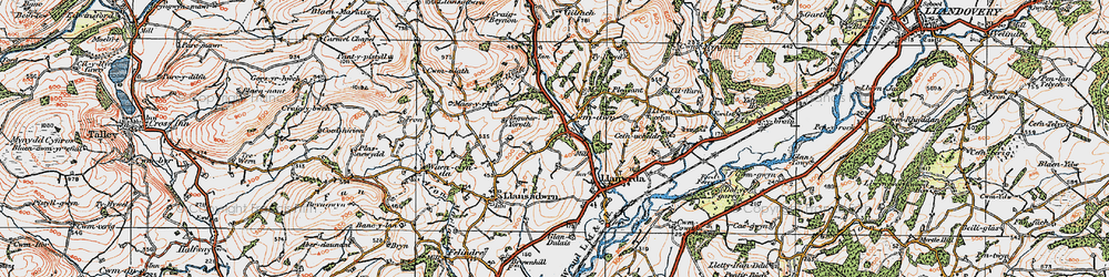 Old map of Cwmdwr in 1923