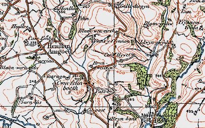 Old map of Bryn-banc in 1922
