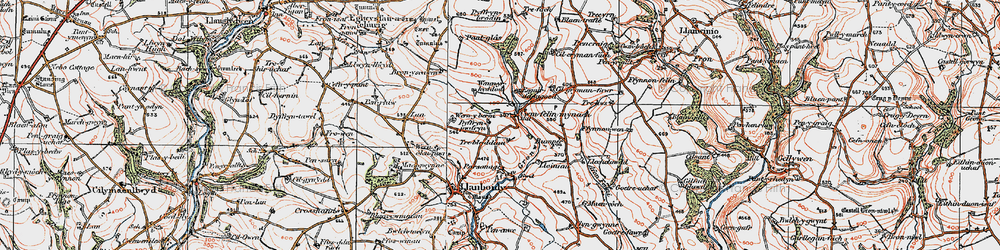 Old map of Bronyscawen in 1922