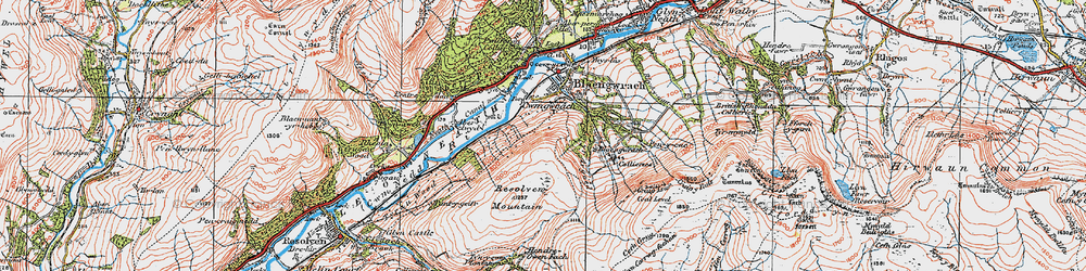Old map of Twyn Gwyn in 1923