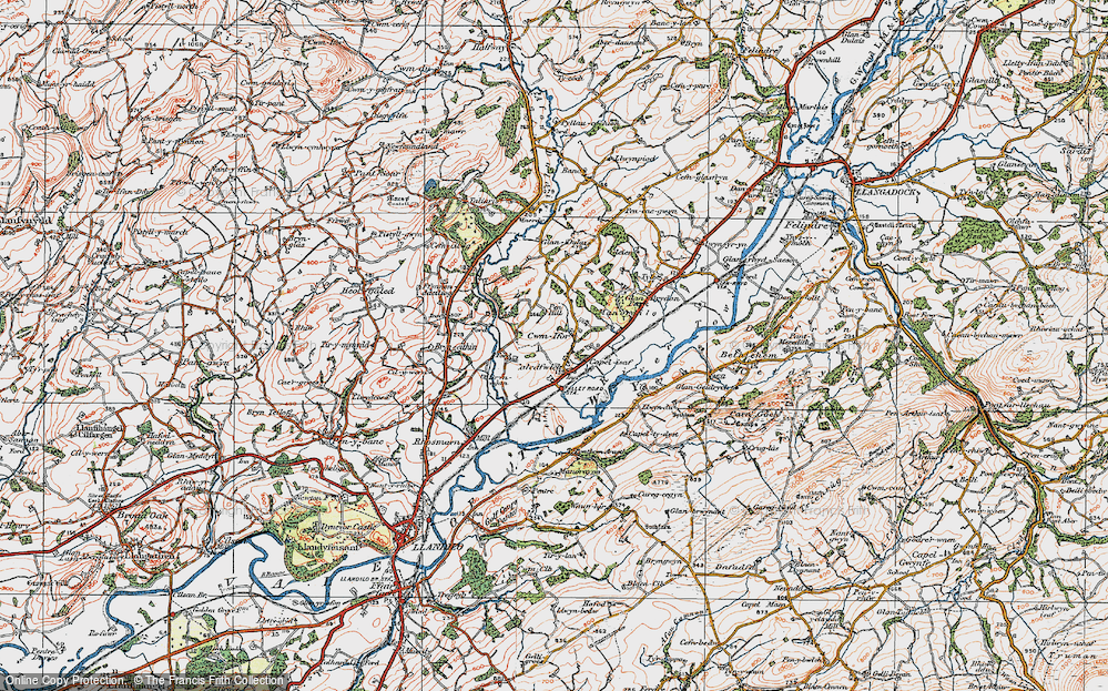 Old Map of Historic Map covering Brynwgan in 1923