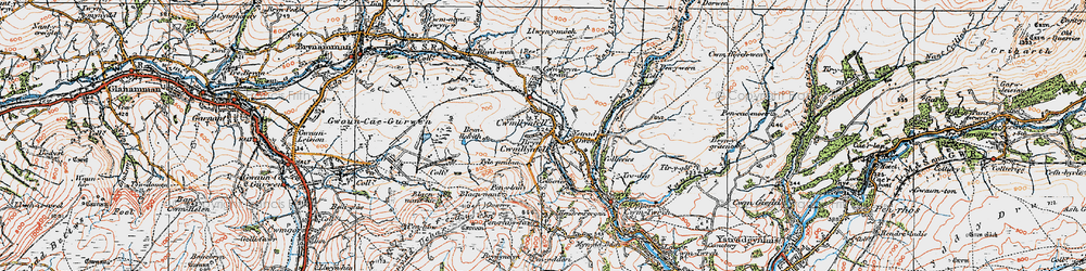 Old map of Cwmllynfell in 1923